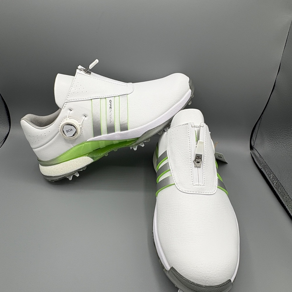 - Adidas Tour 360 24 BOA Golf White Silver Metallic Green W